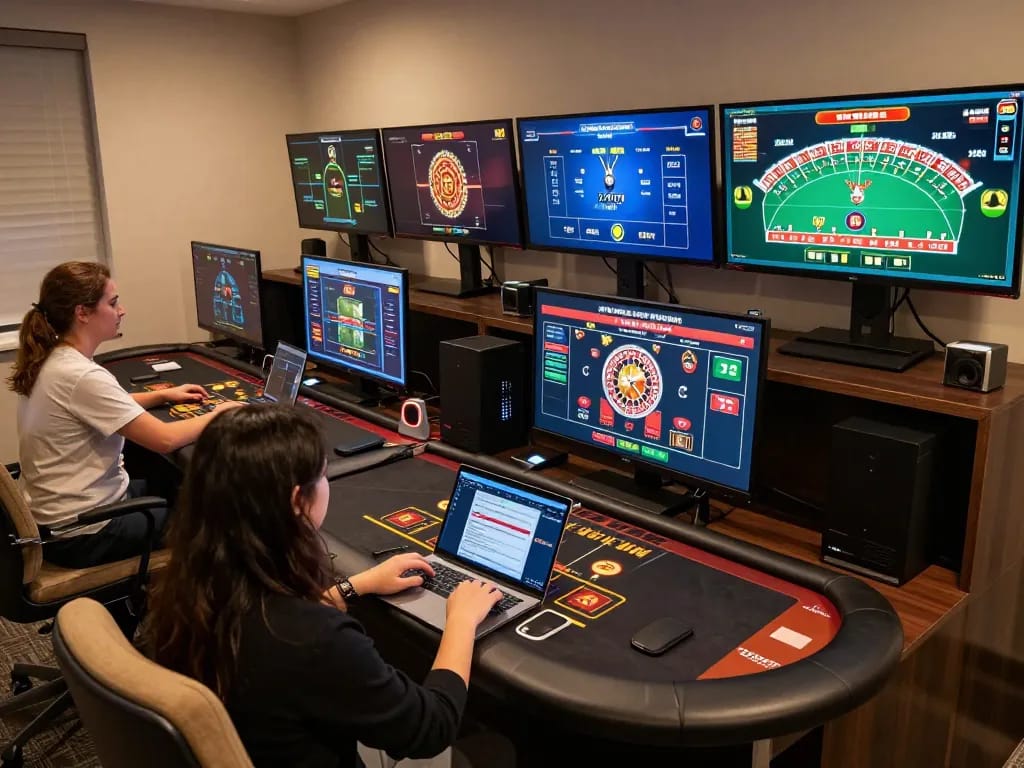 Engaged player explores MM 88 online games on tablet in stylish home office.