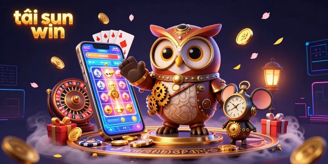Spin and win with tải sun win in this vibrant casino-themed illustration showcasing vibrant characters and gaming elements.