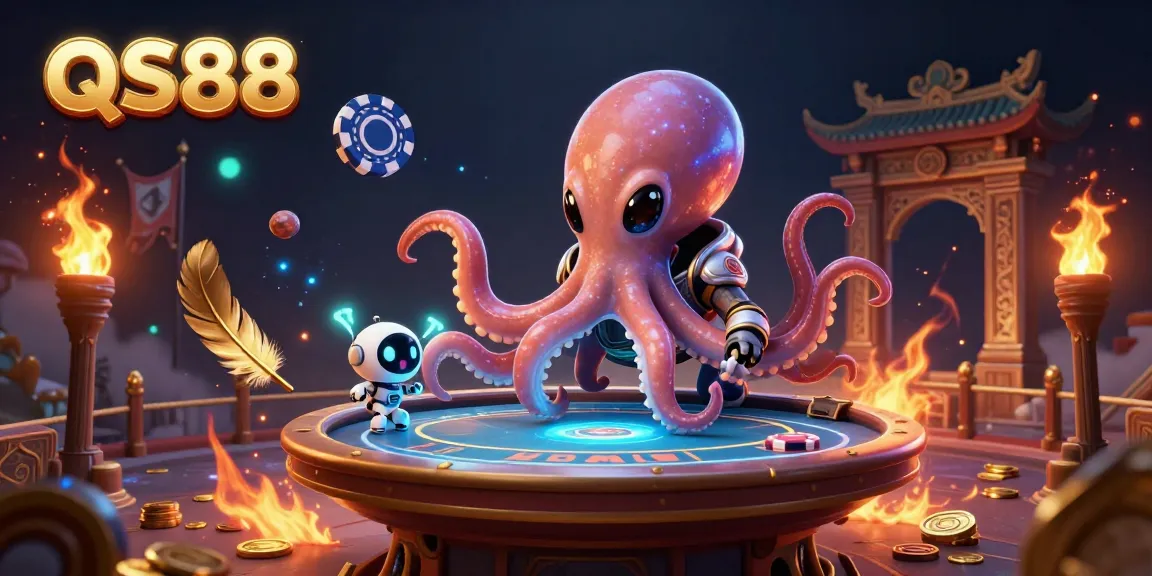 Experience the thrilling excitement of QS88 with a cosmic poker scene featuring alien characters and dynamic game elements.