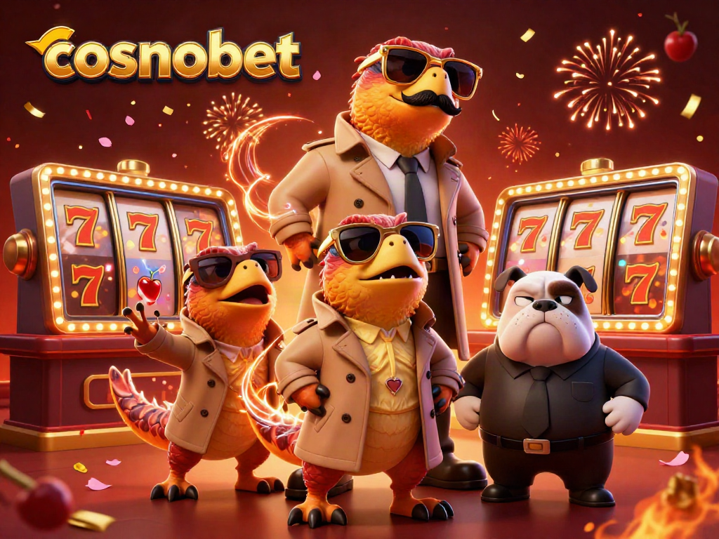 Experience the excitement of cosmobet casino with playful raptors and colorful slot reels.