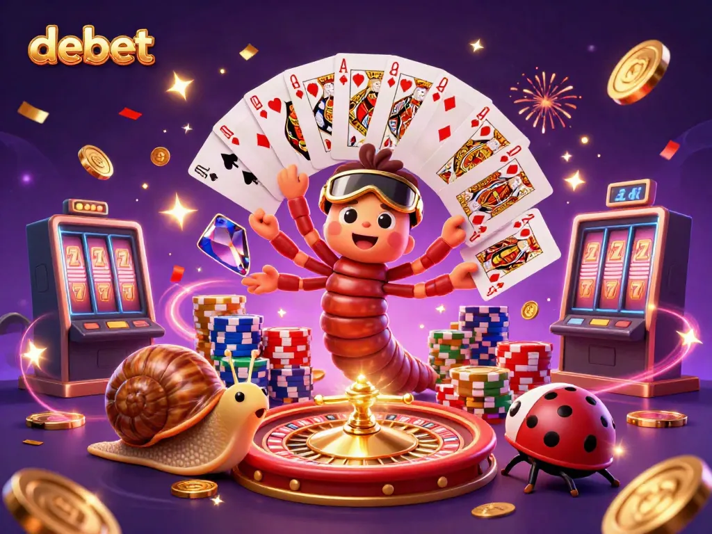 Experience thrilling gameplay with debet at this vibrant casino scene featuring a unique dealer and exciting game elements.