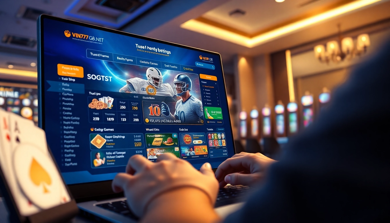 Exciting online betting scene showcasing vin777.gb.net's vibrant platform with diverse gambling options and engaging interface.