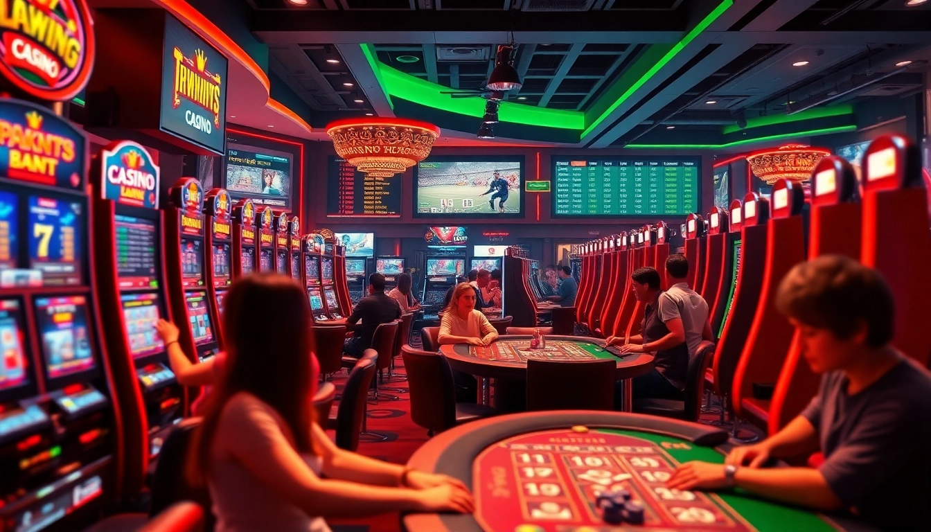 Exciting casino scene at tk88win.live featuring diverse players enjoying online games.