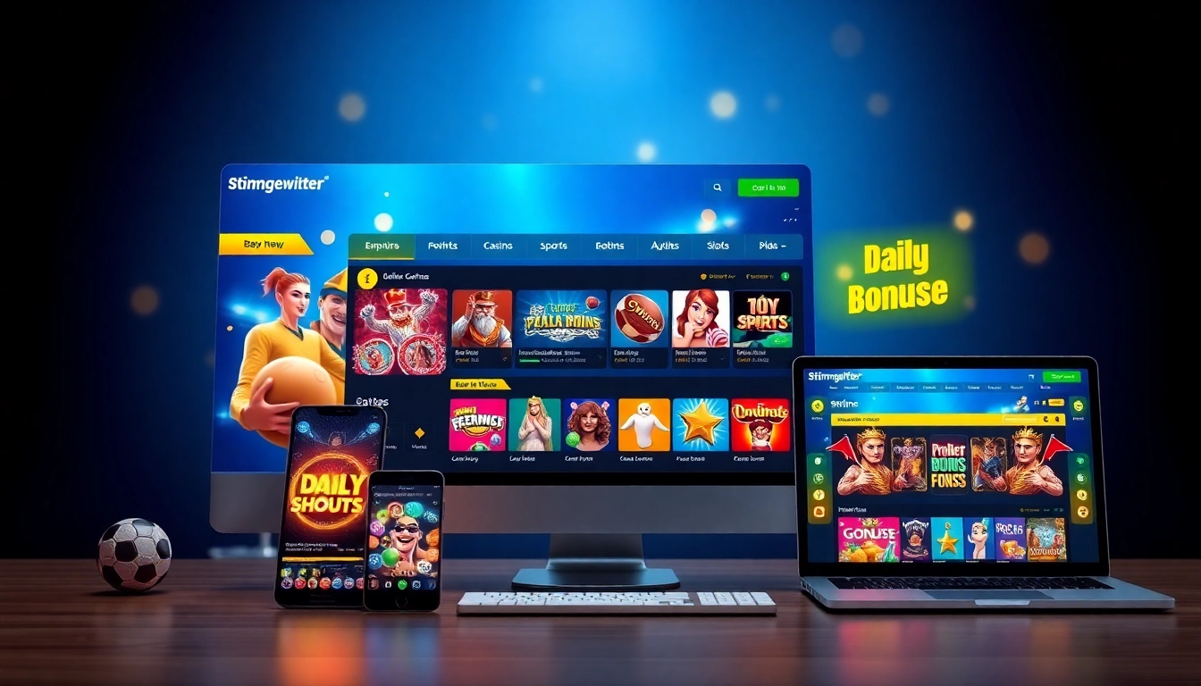 Interactive betting platform interface showcasing stimmgewitter.org with vibrant game options and promotions.