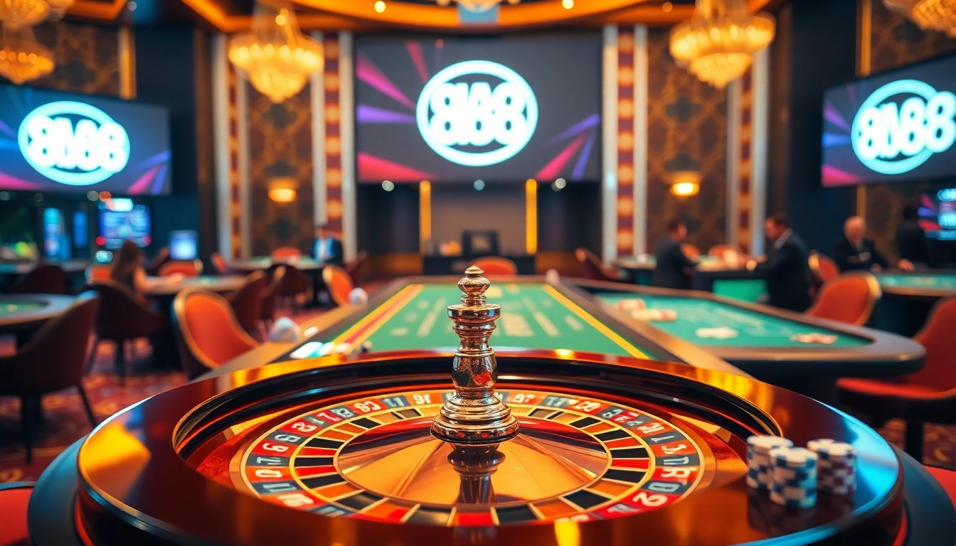 Engaging players at DA 88 casino table with colorful chips and exciting games.