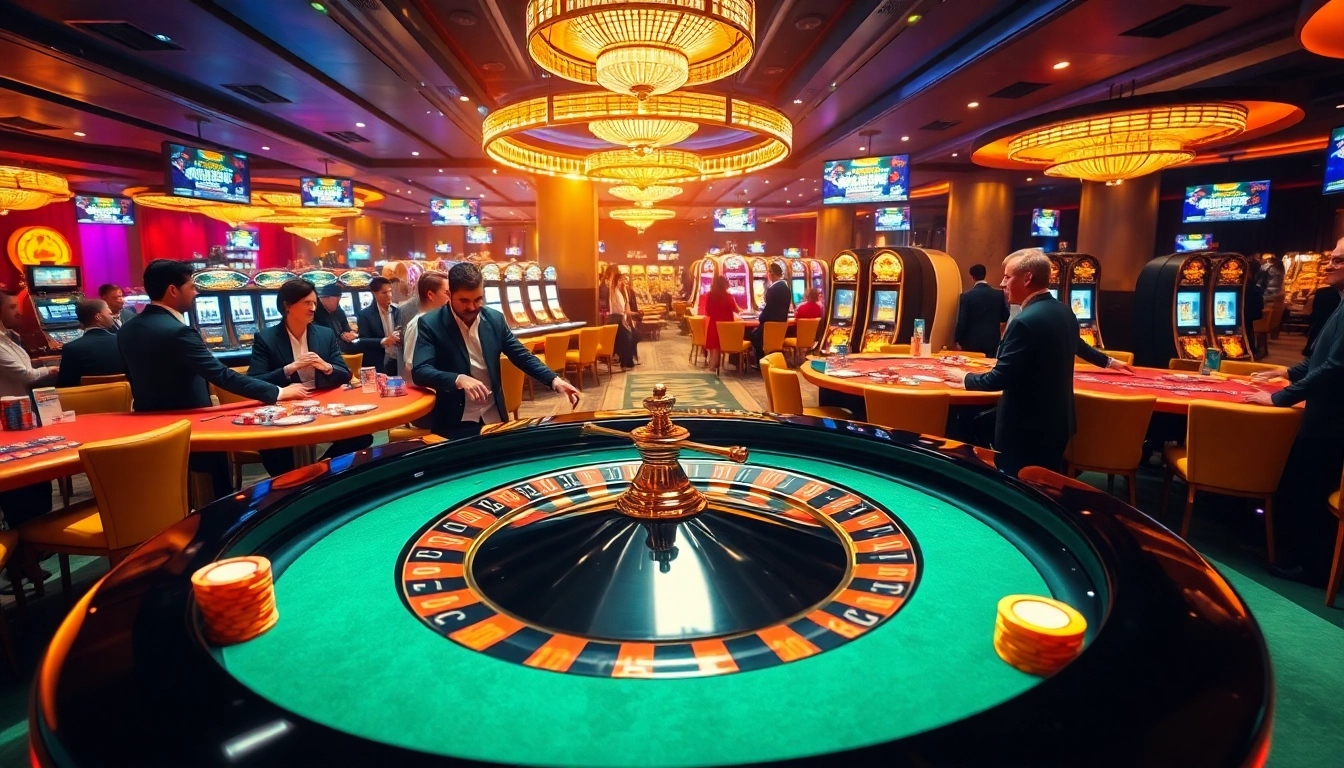 Engage with vibrant casino action showcasing QQ88 COM roulette tables and excited players.
