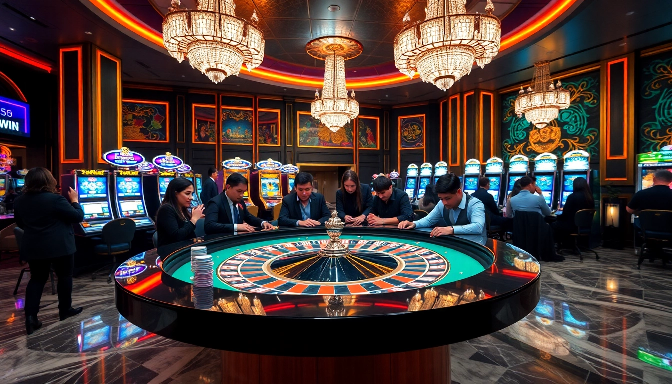 Action-packed scene of players at a luxurious roulette table at 58WIN casino.