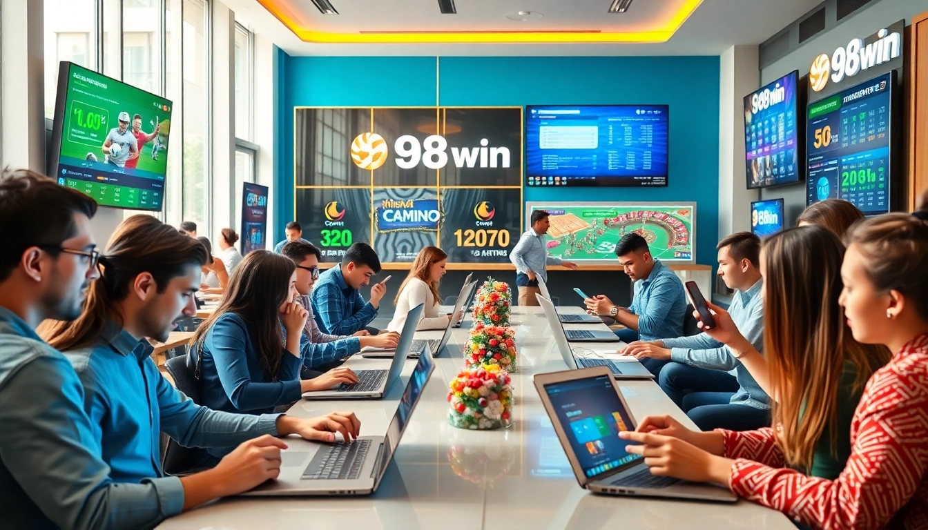 Exciting gaming scene with players engaging at Nhà Cái 98Win