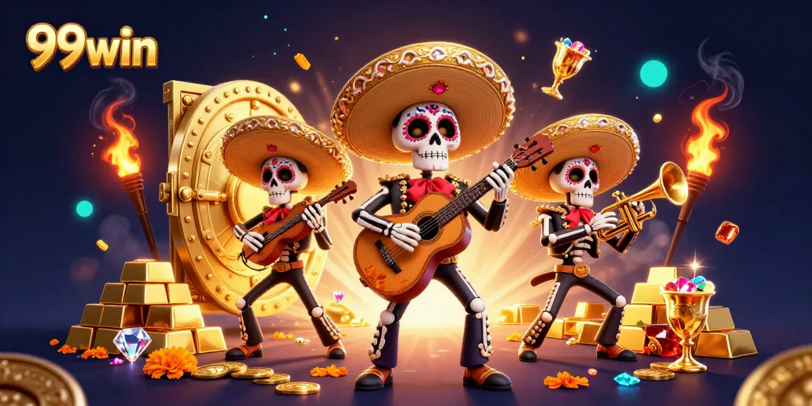 Experience exciting gameplay with 99win and vibrant mariachi characters in a rich casino setting.