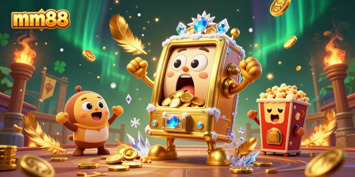 Experience mm88's exciting jackpot thrill with golden slot machines in this vibrant casino scene.