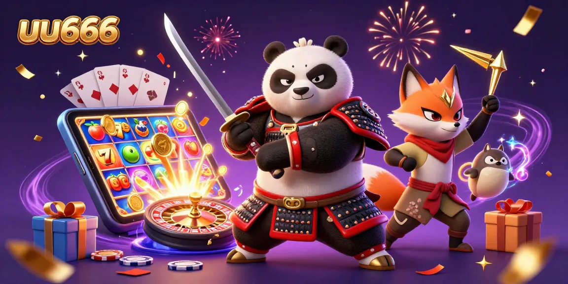 Experience thrilling gameplay with uu666 as a fierce panda samurai and magical companions light up the casino scene.