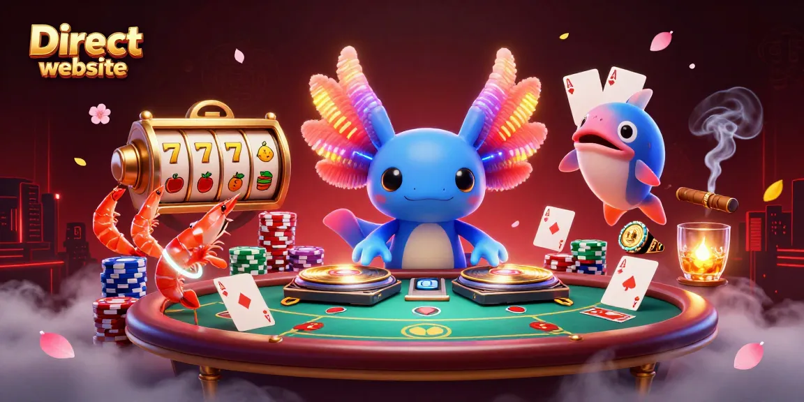 Experience gaming excitement with a vibrant illustration showcasing a Direct website scene filled with slot reels and colorful characters.