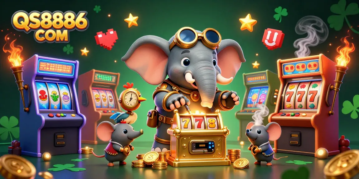 Spin the golden slot machine with QS8886 COM during an immersive steampunk casino adventure.