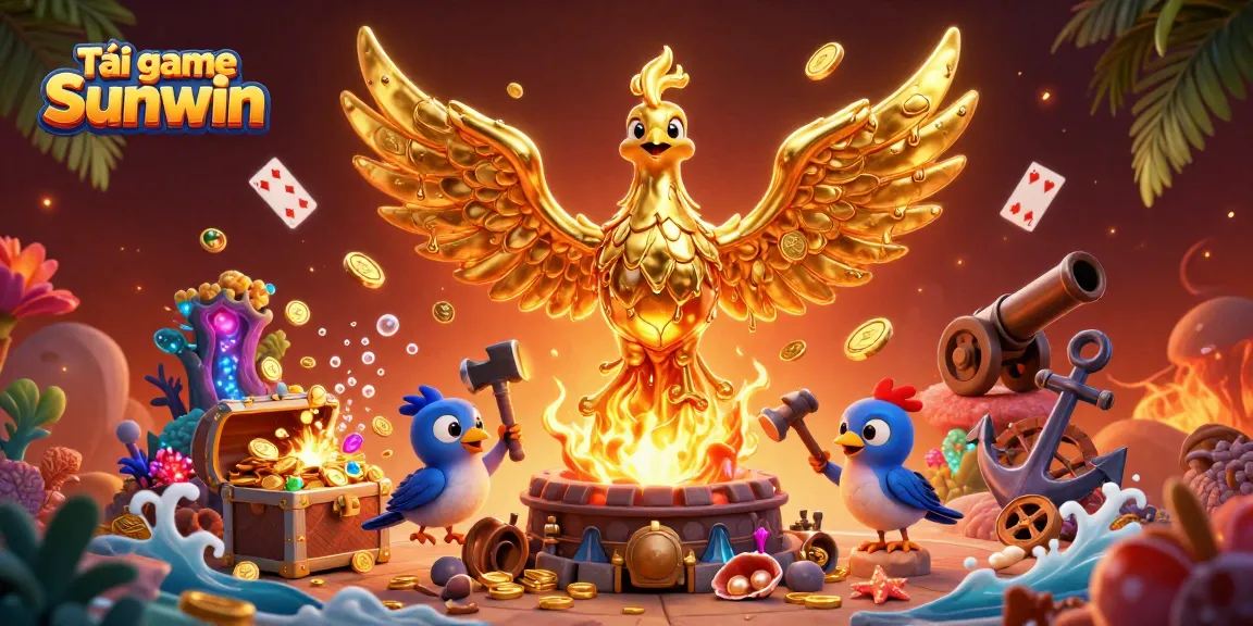 Tải game Sunwin features an ultra-detailed 3D phoenix and treasure elements for dynamic casino action.