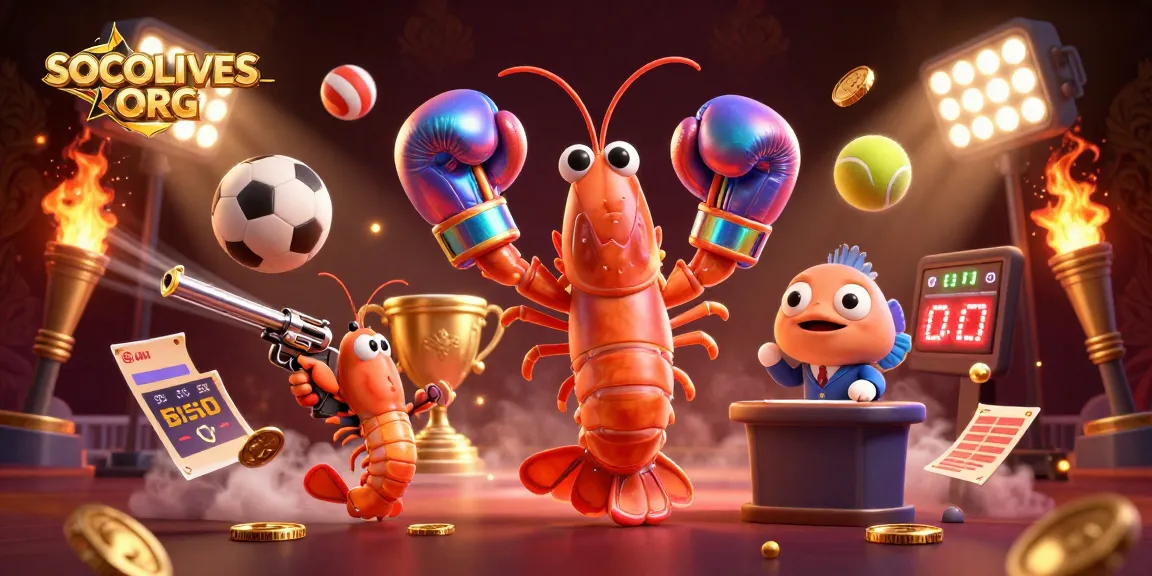 Experience thrilling sports action with SOCOLIVES ORG in this vibrant 3D casino illustration.