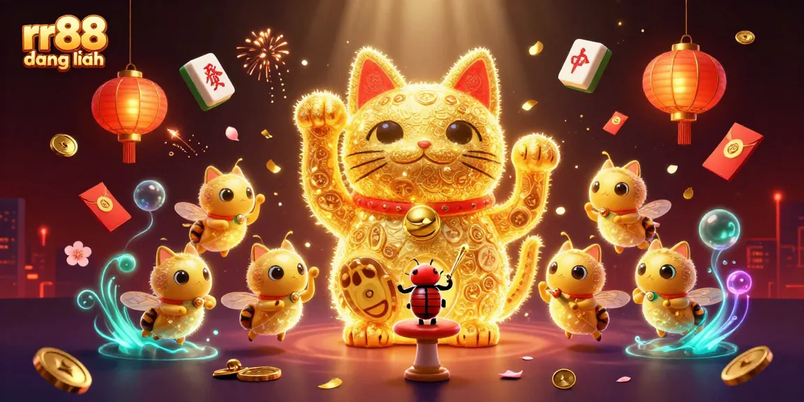 Engage with rr88 đăng nhập as the lucky cat and golden fireflies light up the casino world.
