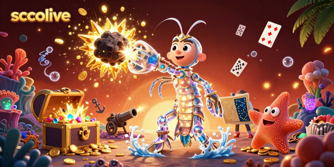 Socolive offers a vibrant scene with a galactic mantis shrimp and treasure, illustrating the excitement of live betting.