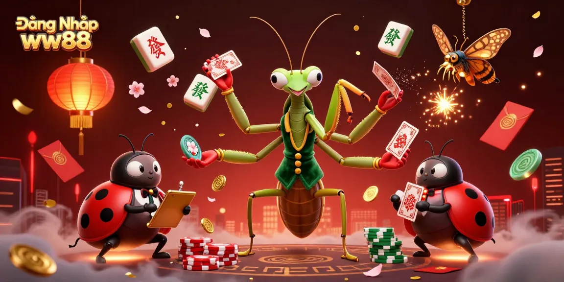 Engage in Đăng Nhập ww88 with a vibrant casino scene showcasing dynamic characters and festive elements.